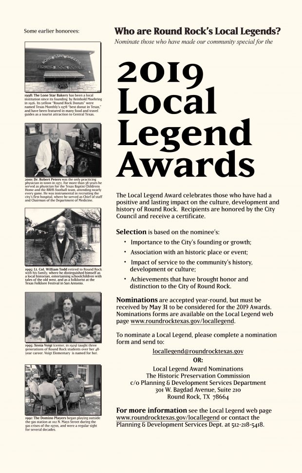 Help select the 2019 Local Legends