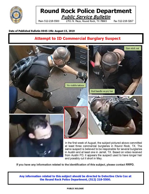 Round Rock Police seek tips to identify burglary suspect