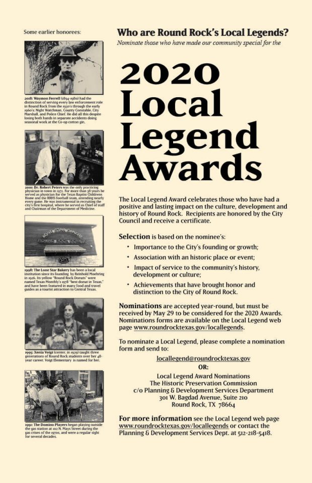 Nominate Round Rock’s 2020 Local Legends